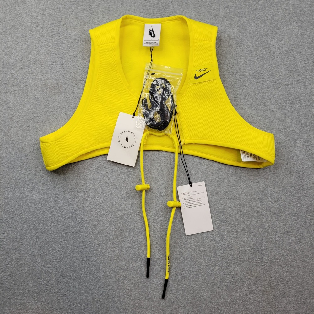 Nike x Off-White Running Vest Womens Large Yellow BV8054-731 Crop Mesh